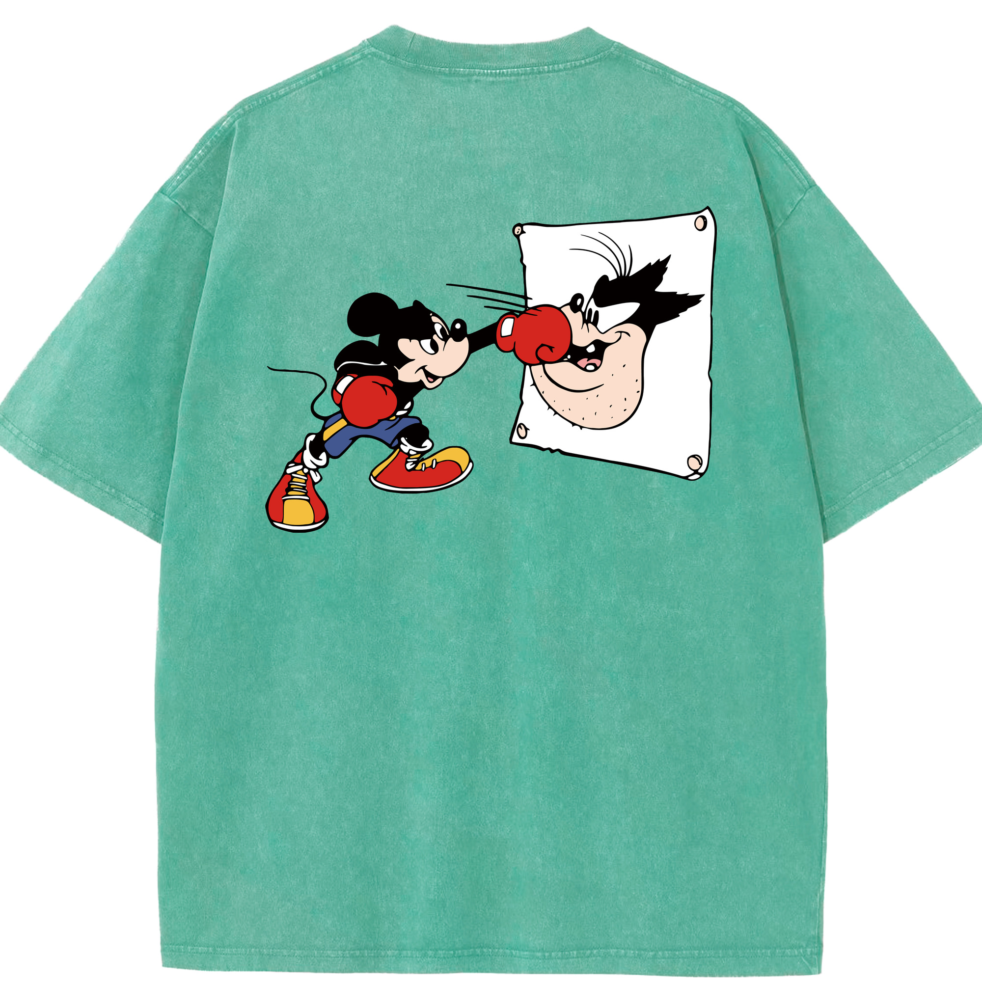 （画像用） ミッキーマウス Mickey Mouse 綿100% ヴィンテージ風 半袖Tシャツ（背面プリント）